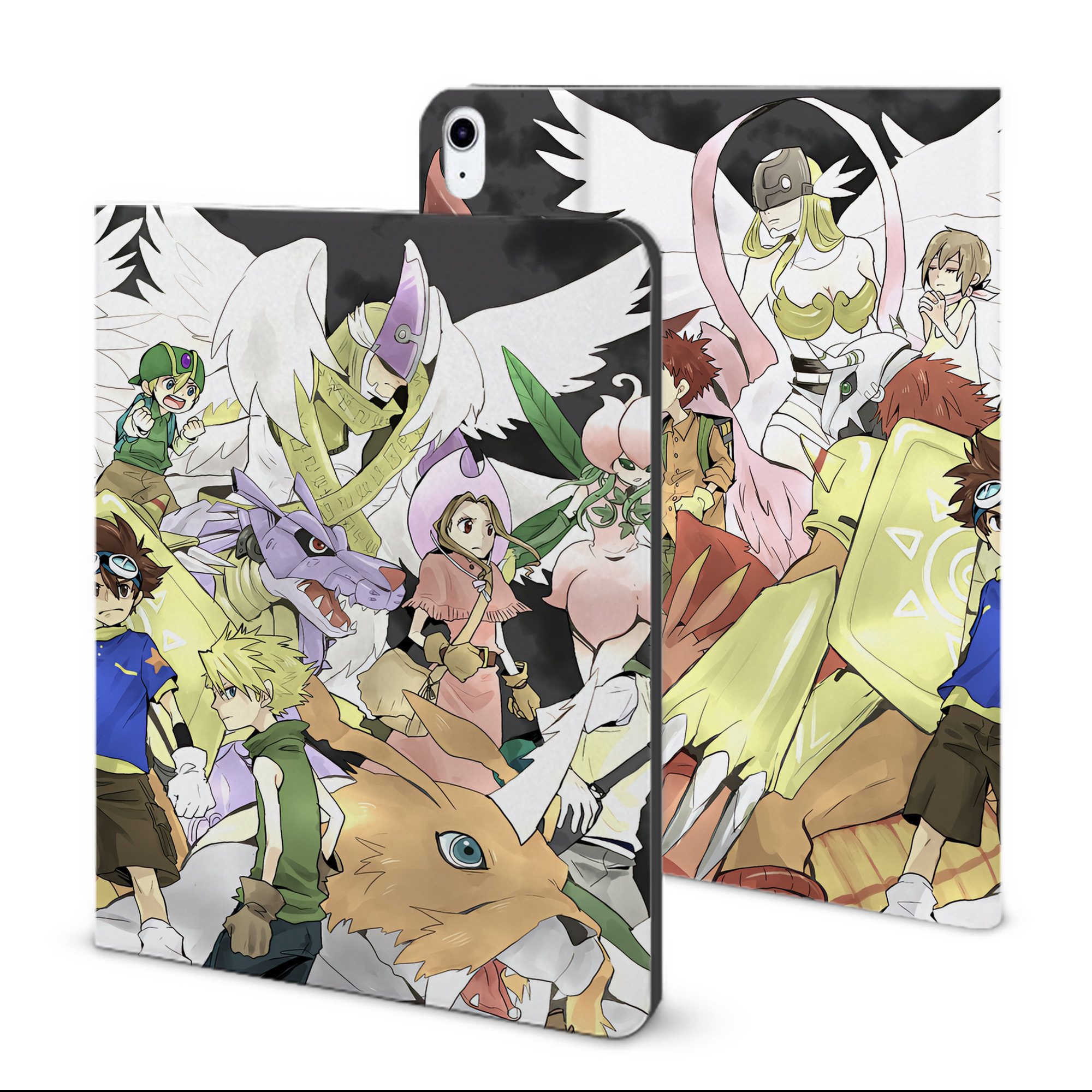 （画像用） Digimon デジタルモンスター/デジモン IPad ケース ブック型 PUレザー TPU 耐衝撃 軽量 薄型 ペン収納なし 全面保護 IPad 各モデル対応